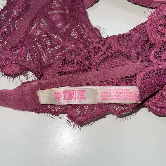 PINK Victoria’s Secret Date Push-up Bralette in Magenta Lace Small Women’s - Picture 8 of 11